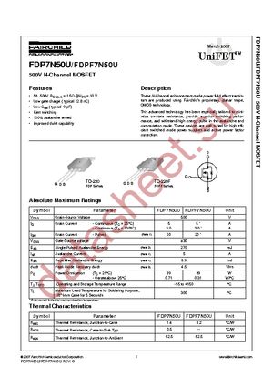 FDPF7N50U datasheet  